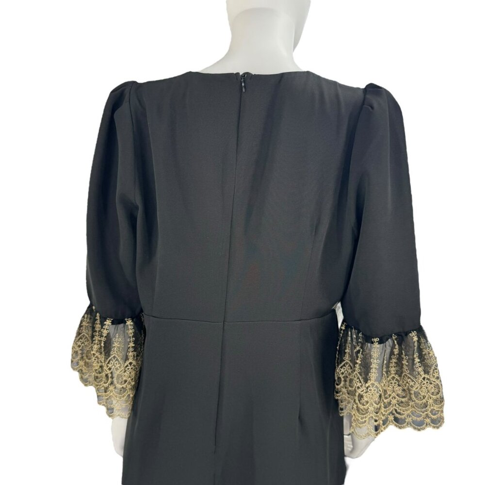 Pomander Place NEW Black Lillith Gold Lace Formal Maxi Dress Size XL - Picture 10 of 12